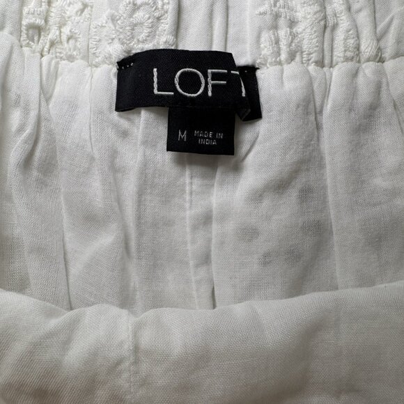 LOFT High-rise Embroidered Eyelet White Cotton Shorts Size Medium - Picture 4 of 4